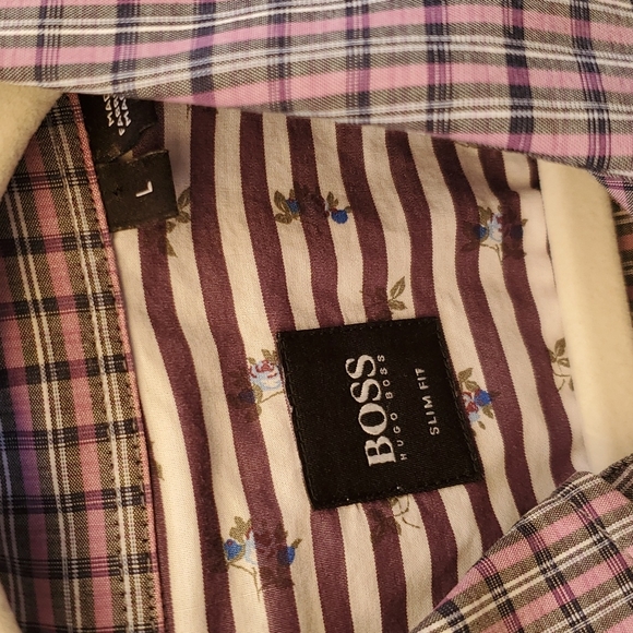 HUGO BOSS Men's Cotton Stretch Poplin Check Slim Fit Dress Shirt. - Picture 8 of 10